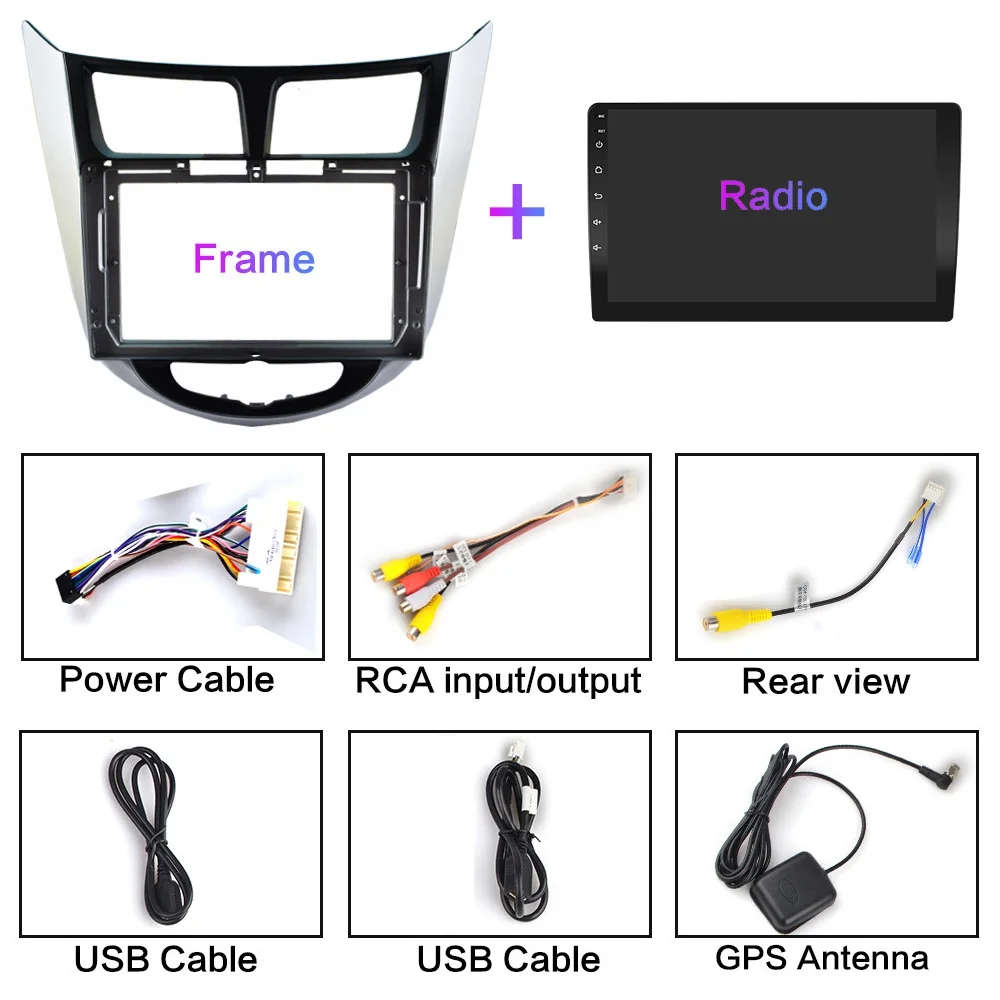 Android 10 Car Radio For Hyundai Solaris Verna Accent 1 2010-16 WIFI Carplay Navigaion GPS 2 Din