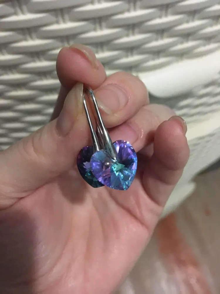 GENUINE Heart Crystals Earring From SWAROVSKI - Crystal Vitrail Light