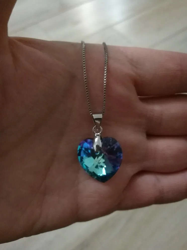 GENUINE Heart Necklaces Crystals From SWAROVSKI - Crystal Bermuda Blue Light