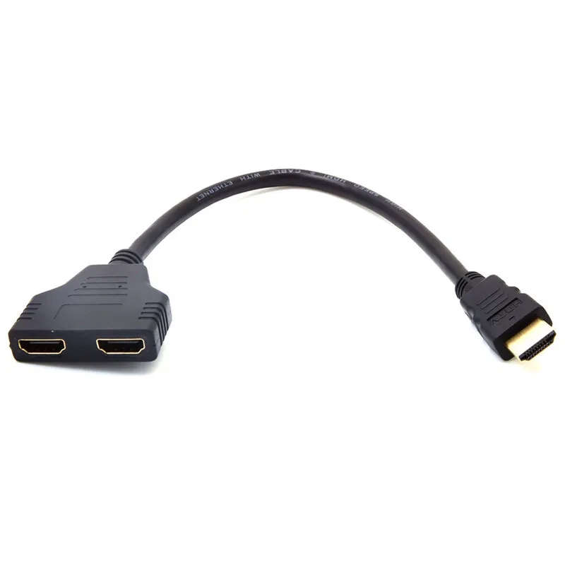 HDMI 1 Male To Dual HDMI 2 Female Splitter Cable Adapter