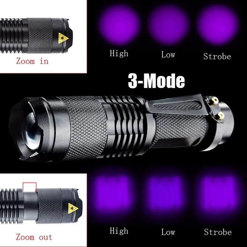 Zoomable led UV purple light