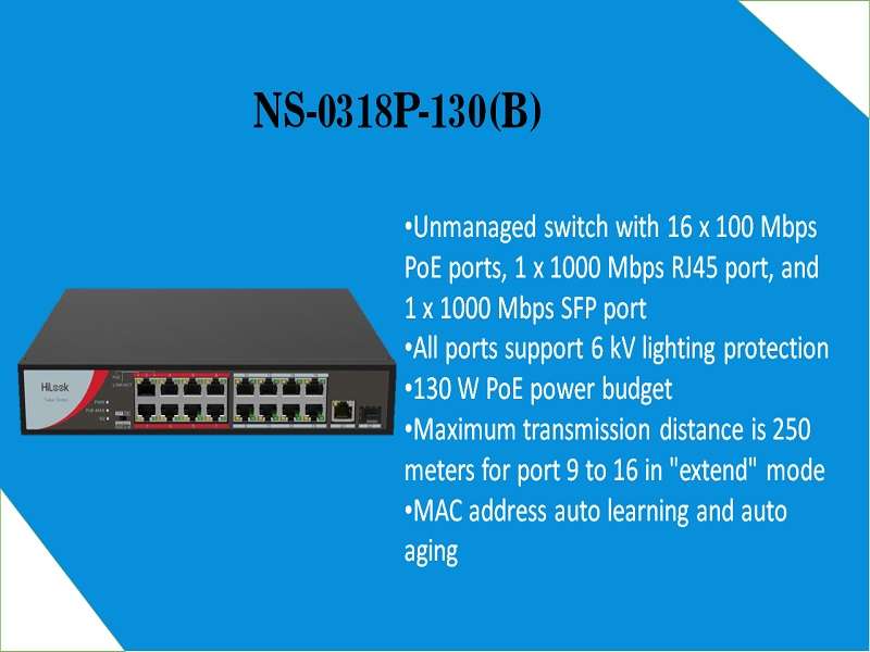 Hilook 16 Port 100Mbps  Poe Switch