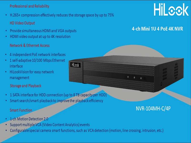 Hilook 4Ch 1U Nvr With 4 Poe