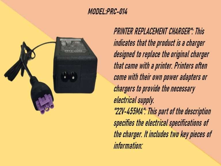 PRINTER Replacement Charger 22V-455Ma