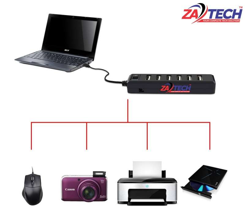 ZATECH 7 Port Usb Hub 2.0 -480Mbps