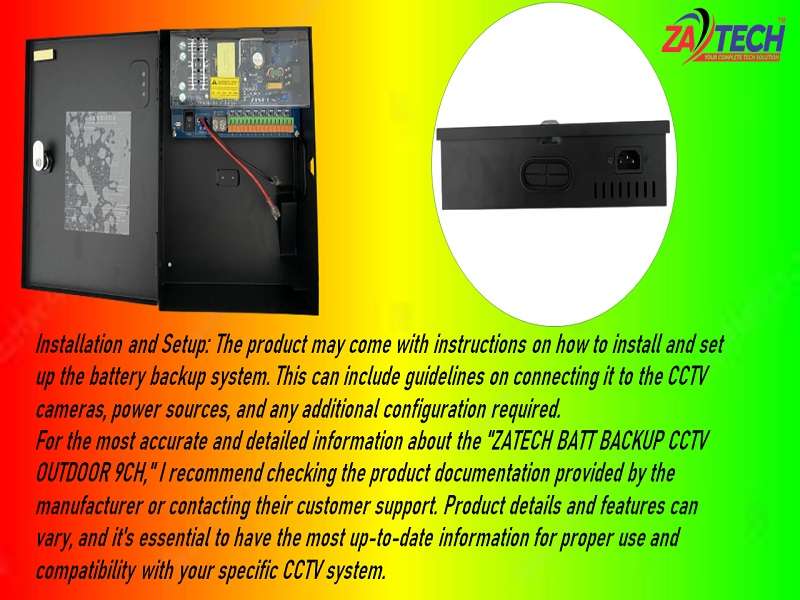 ZATECH Batt Backup CCTV Outdoor 9Ch
