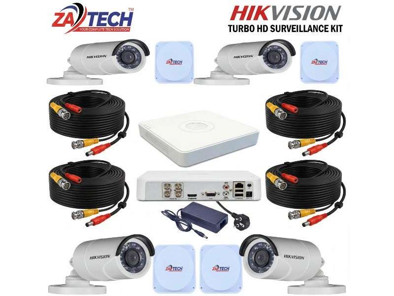 Hikvision 4CH 2MP Bullet Camera Kit With DVR, 4x 20m Cables & 4x junction box