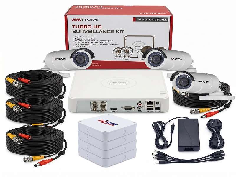 Hikvision 4CH 2MP Bullet Camera Kit With DVR, 4x 20m Cables & 4x junction box