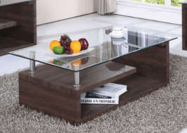 Coffee Tables - Tempered Glass Top - Brown Base