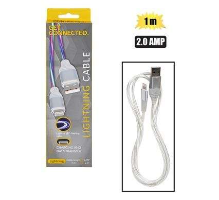 Usb cable lightning 2.0 amp m/col 1.0m