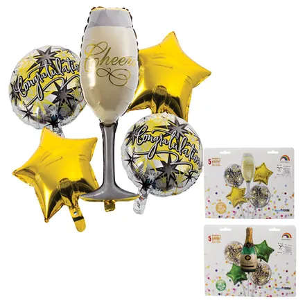 Party Helium Balloon Bouquet, 5-piece