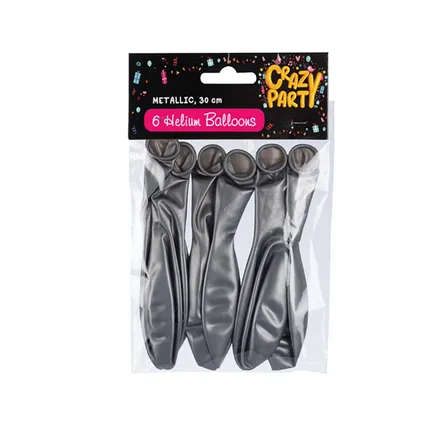 Metallic Silver Balloons, 6-pack