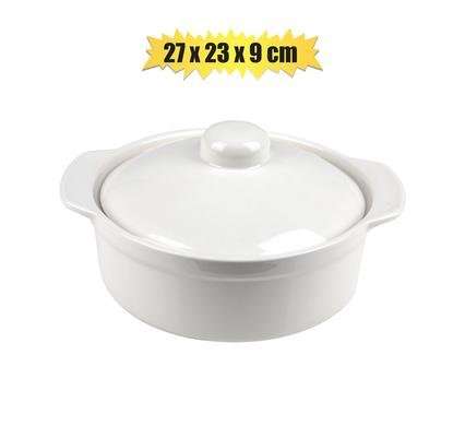 Oven dish 27x23x9cm ceramic round w/lid