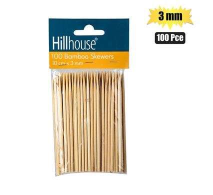 Skewers bamboo 10cm 100 Piece 3mm home n leisure
