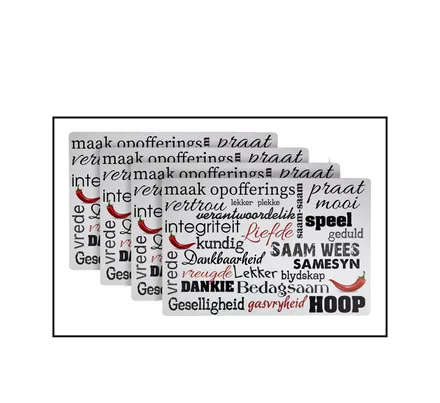 Placemat Set 4 Piece 43 X 29cm Afrikaans