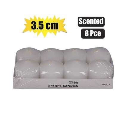 Votive Candles, 8-piece White Scented