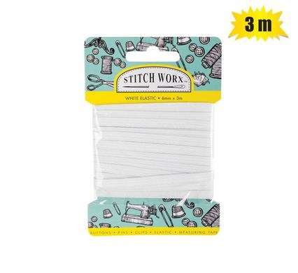 White Elastic 6mm X 3m