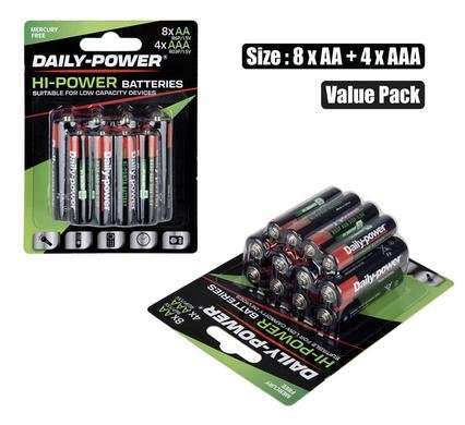 Batteries h/power aa/r6px8 + aaa/r03px4