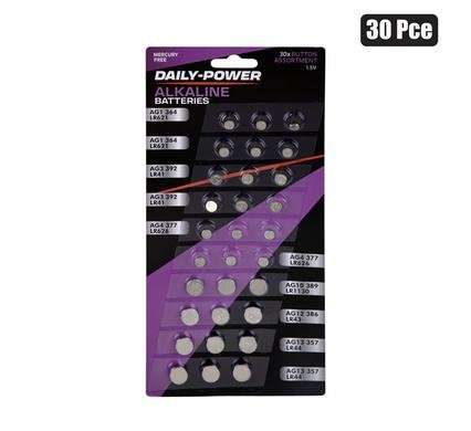 Batteries alkaline 1.5v 30 Piece assorted