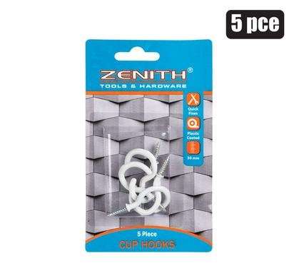 Cup-hooks white-plastic-ctd 30mm 5 Piece zenith