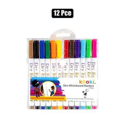 Slim Whiteboard Markers, 12-piece