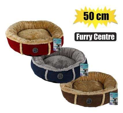 Pet bed fleece round 50cm furry centre