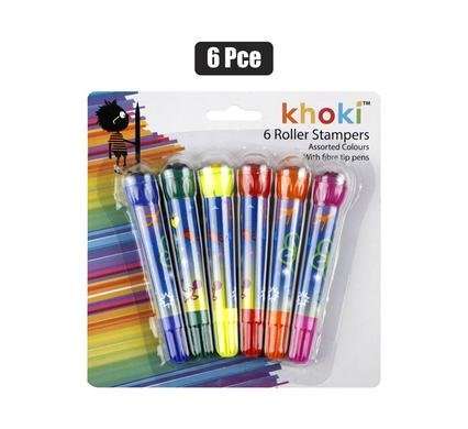 Felt Tip Pens with Rollerstamp, 6-piece