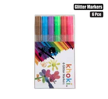 Glitter Markers, 6-piece