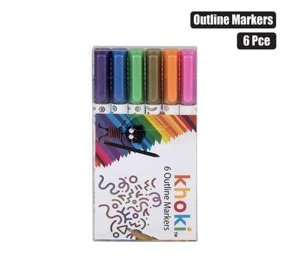 Glitter Outline Markers, 6-piece