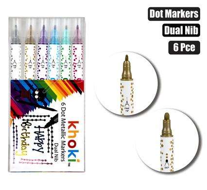 Dual Tip Dot & Glitter Marker, 12-piece