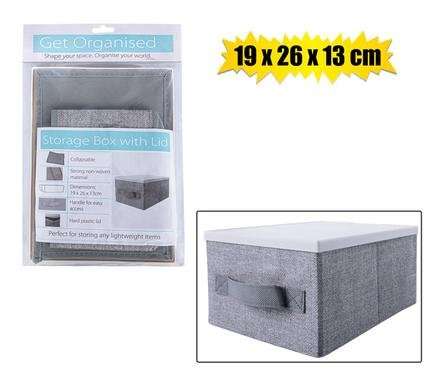 Storage box non-woven plastic-lid 19x26x13cm