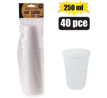 Plastic Picnic Cups, 250ml, 40-piece