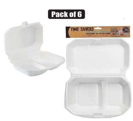 Styrofoam 2 Division Containers, 6-piece