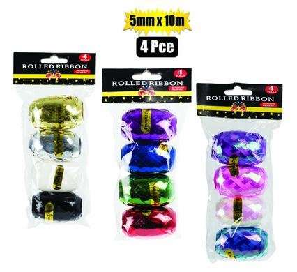 Gift-decor ribbon pearlized 4pce 10mx5mm