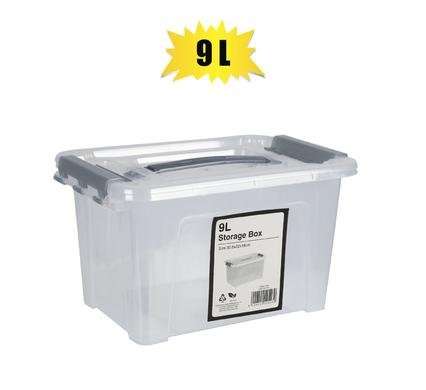 Storage box clear/grey 9l 32.5x22x18cm