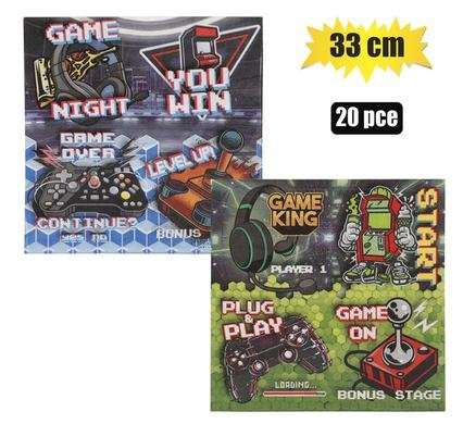 Serviettes 2ply 33cm 20pc gaming