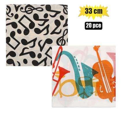 Serviettes 2ply 33cm 20pc music
