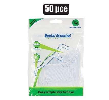Dental Floss Picks, Waxed, 50-piece