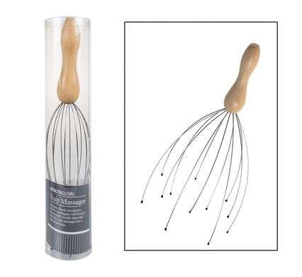 Head massager flex wire w/wood handle