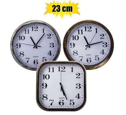Plastic Wall Clock Square Or Round, 23cm