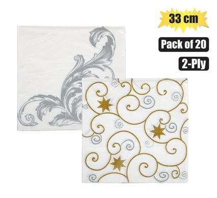 Serviettes 2ply 33cm 20 Piece fancy pattern