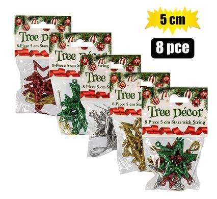 Xmas tree decor star set 8 Piece 5cm