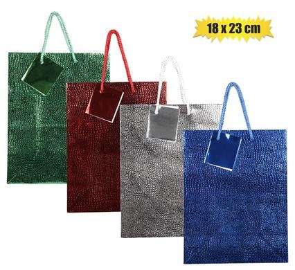 Gift-bag metallic paper med 18x23cm emb