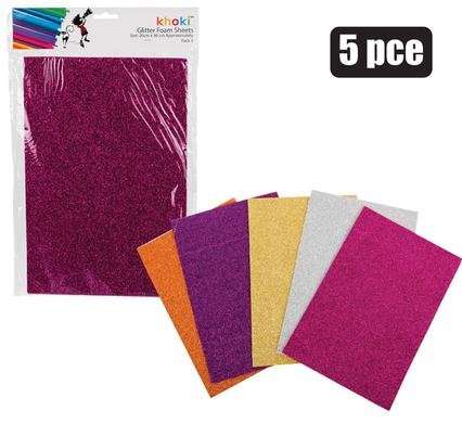 Glitter Foam Art Sheets, 5-piece