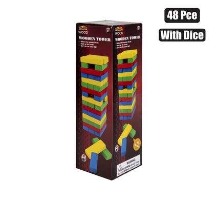 Wooden Tower Game Colour Blocks