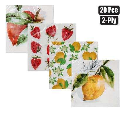 Serviettes 2ply 33cm 20pc Fruit