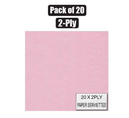 Serviettes 2ply 33cm 20 Piece plain pink