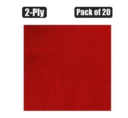 Serviettes 2ply 33cm 20pc Plain Red