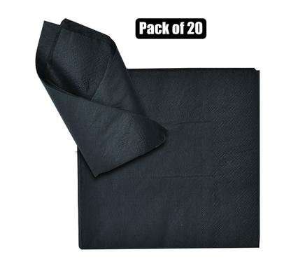 Serviettes 2ply 33cm 20pc Plain Black