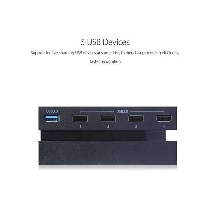 5-Port USB Hub for PS4 | 1x USB 3.0 + 4x USB 2.0